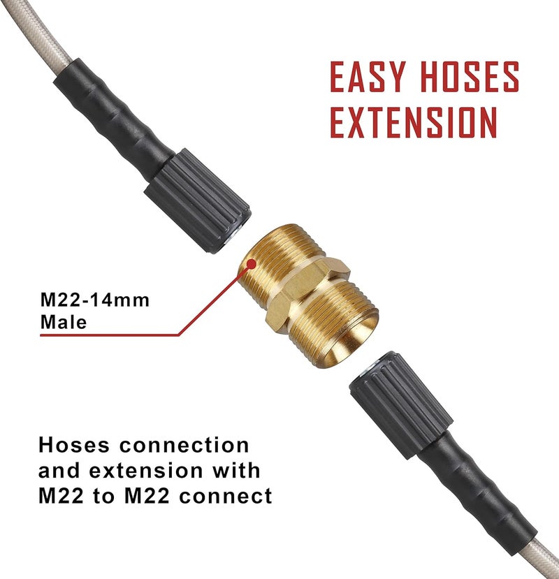 WOJET Pressure Washer Adapter Set, Quick Disconnect Kit, M22 Swivel to 3/8'' Quick Connect, 3/4" to Quick Release, M22 to M22 Convert - Image 4